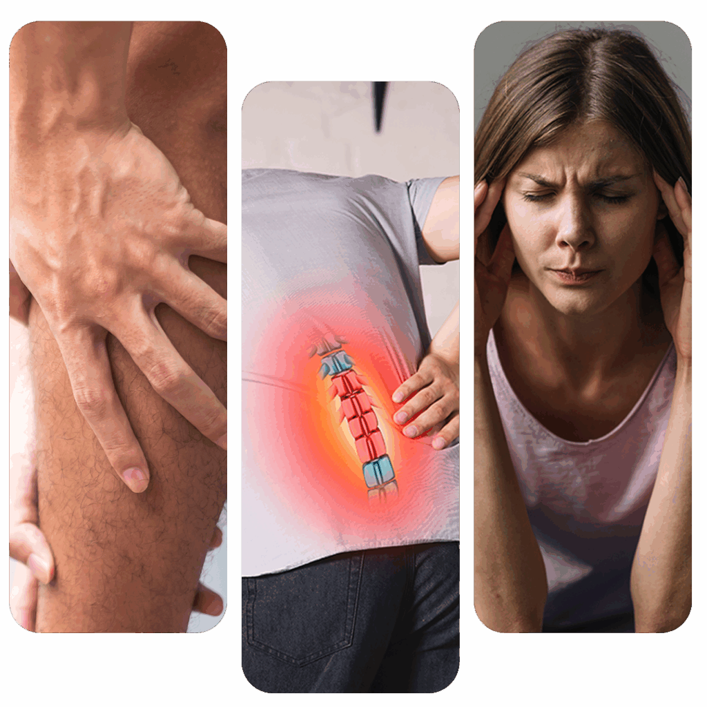 chiropractic care treatment for leg pain, back pain and headache pain
